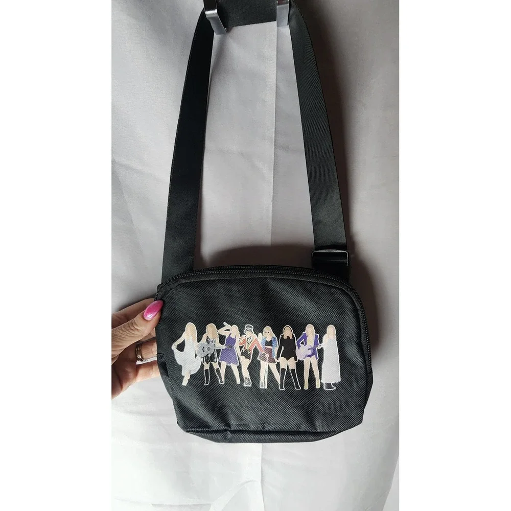 Taylor Swift Eras Tour Crossbody Bag Black Canvas Messenger Fan Merch NWT